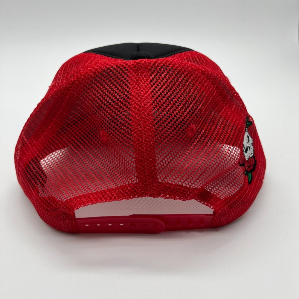 Empyre Foam Trucker Snapback Hat Cap OSFA Red/Black Skeleton Flower NEW - Picture 4 of 6